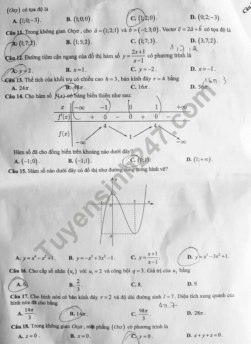 Đề thi thử Toán sở Bạc Liêu 2024 có đáp án (ảnh 2)