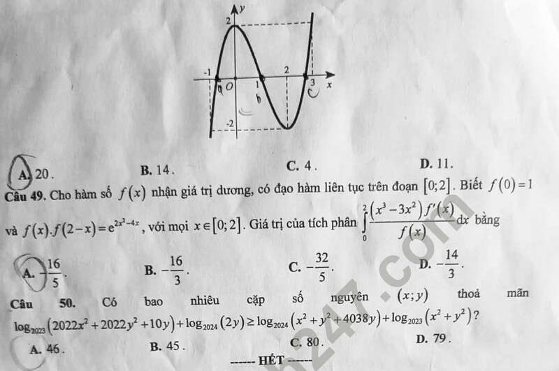 Đề thi thử Toán sở Bạc Liêu 2024 có đáp án (ảnh 6)