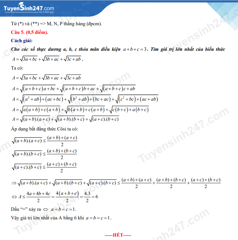 Đề thi và đáp án vào lớp 10 môn Toán năm 2023 tỉnh Bắc Giang (ảnh 8)