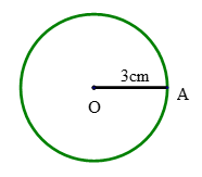 Vẽ hình tròn có: Bán kính 3cm