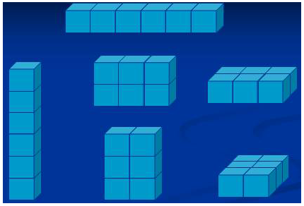 Có 6 hình lập phương nhỏ cạnh 1 cm. Hãy xếp 6 hình lập phương đó thành một hình hộp chữ nhật (ảnh 1)