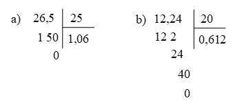 Đặt tính rồi tính: 26,5 : 25 (ảnh 1)