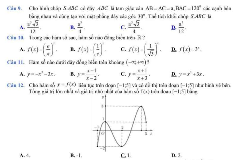 Đề thi thử THPT Quốc gia 2023 môn Toán trường THPT chuyên Thái Bình (ảnh 11)