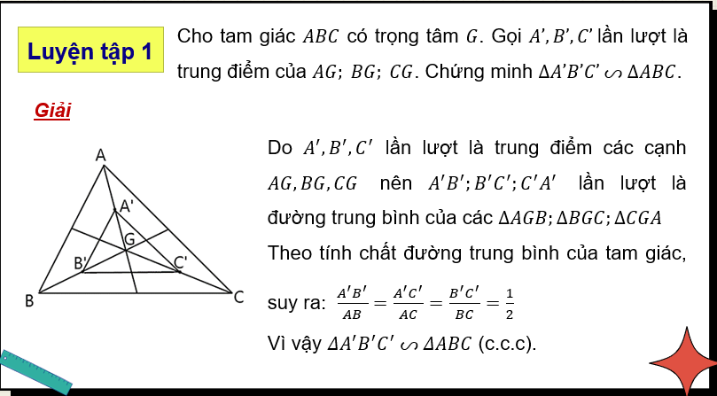Giáo án PowerPoint Trường hợp đồng dạng thứ nhất của tam giác (Cánh diều) | Toán 8 (ảnh 10)