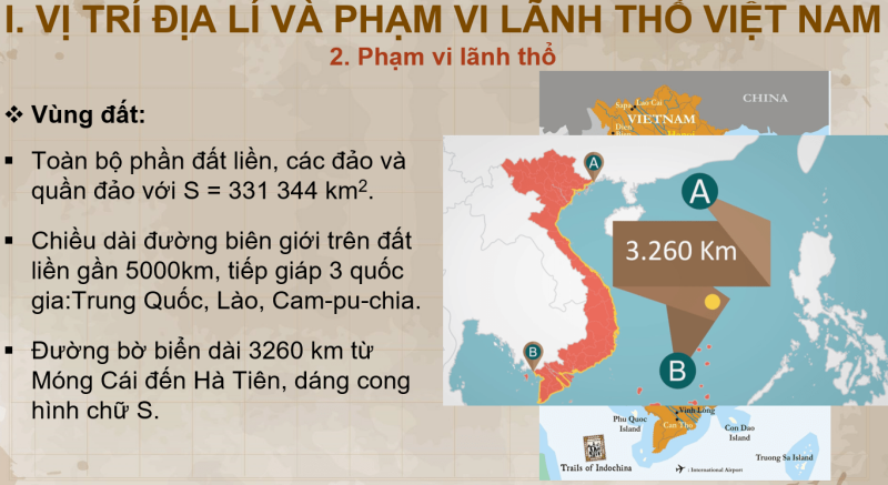 Giáo án PowerPoint Địa Lí 8 Bài 1 (Cánh diều): Vị trí và phạm vị lãnh thổ Việt Nam (ảnh 2)