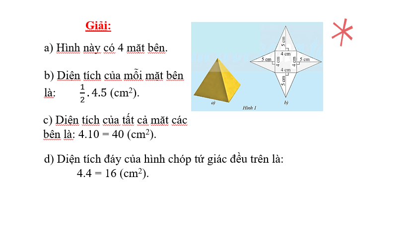 Giáo án PowerPoint Diện tích xung quanh và thể tích của hình chóp tam giác đều, hình chóp tứ giác đều (Chân trời sáng tạo) | Toán 8 (ảnh 4)