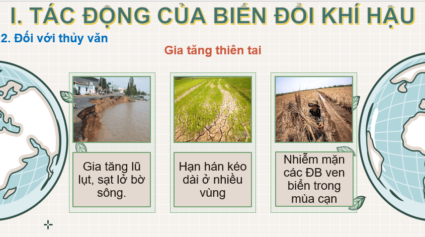 Giáo án Powerpoint Địa Lí 8 Bài 8 (Cánh diều): Tác động của biến đổi khí hậu đối với khí hậu và thuỷ văn Việt Nam (ảnh 5)