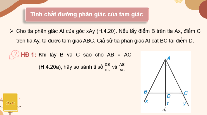 Giáo án PowerPoint Tính chất đường phân giác của tam giác (Kết nối tri thức) | Toán 8 (ảnh 5)
