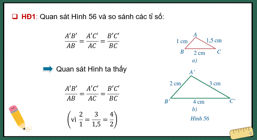 Giáo án PowerPoint Trường hợp đồng dạng thứ nhất của tam giác (Cánh diều) | Toán 8 (ảnh 5)