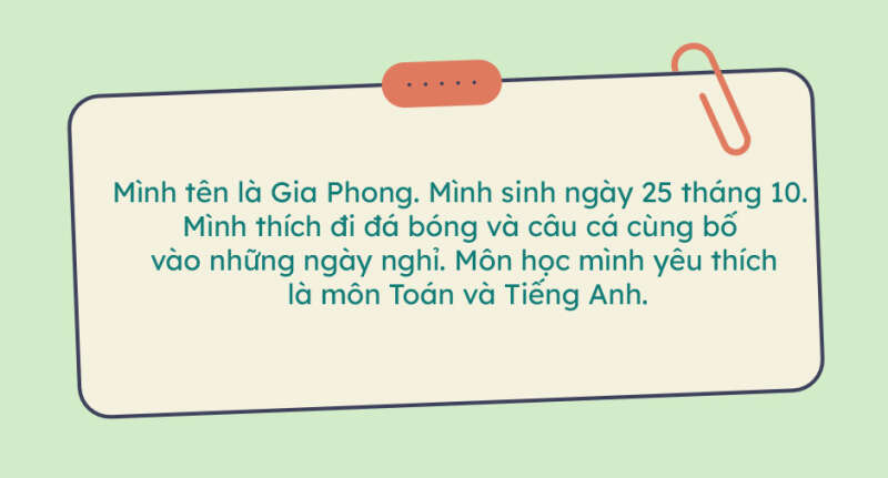 TOP 10 Đoạn văn giới thiệu bản thân vào một tấm thẻ rồi trang trí 2024 SIÊU HAY (ảnh 3)