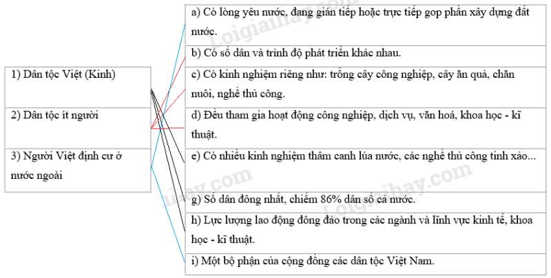 SBT Địa lí 9 Bài 1: Cộng đồng các dân tộc Việt Nam   | Giải SBT Địa lí lớp 9 (ảnh 3)