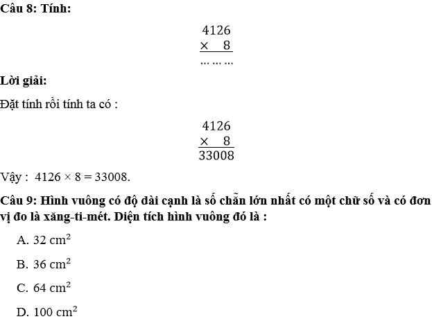 Trắc nghiệm Toán 4: Thi khảo sát đề số 3 có đáp án (ảnh 5)