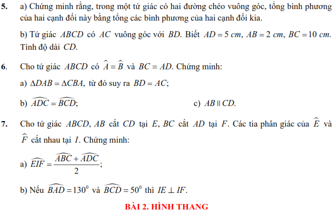 Củng cố ôn luyện Hình học 8 Kì 1 (ảnh 4)