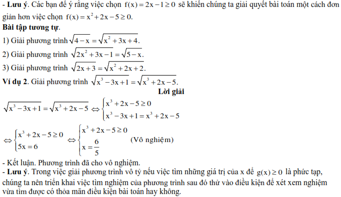 Các phương pháp giải toán phương trình vô tỉ Toán lớp 9 (ảnh 2)