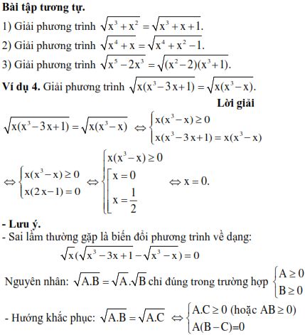 Các phương pháp giải toán phương trình vô tỉ Toán lớp 9 (ảnh 5)