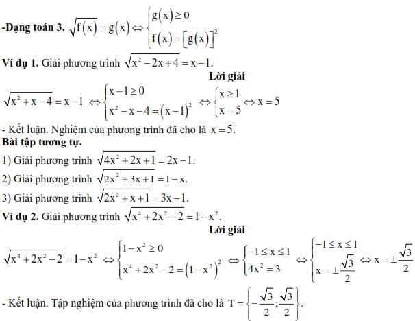 Các phương pháp giải toán phương trình vô tỉ Toán lớp 9 (ảnh 9)