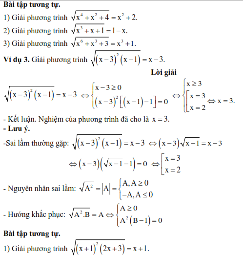 Các phương pháp giải toán phương trình vô tỉ Toán lớp 9 (ảnh 10)