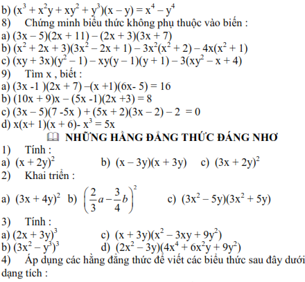 Đề cương học kì I môn Toán lớp 8 (ảnh 4)