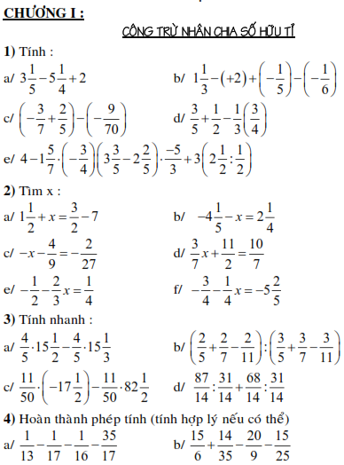 Đề cương học kì I môn Toán lớp 7 (ảnh 2)