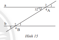 Trong Hình 15, cho biết a // b, Tìm số đo các góc đỉnh A và B