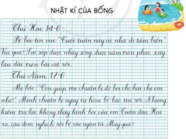 Ghi chép việc hằng ngày trang 30, 31 Tiếng Việt lớp 3 Tập 1 | Cánh diều (ảnh 1)