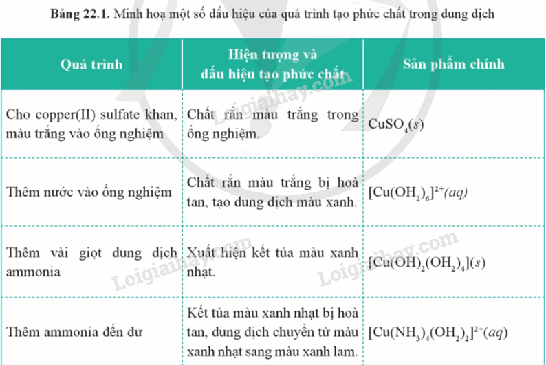 Lý thuyết Sơ lược về sự hình thành phức chất của ion kim loại chuyển tiếp trong dung dịch (Hóa 12 Cánh diều 2024) (ảnh 2)