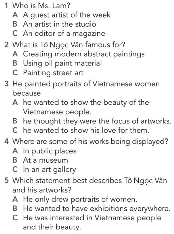 Giải SGK Tiếng Anh lớp 10 Unit 3. The arts | English Discovery (ảnh 13)