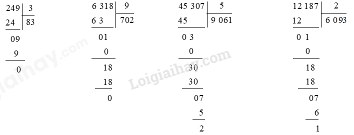 Toán lớp 3 trang 71, 72 Chia cho số có một chữ số trong phạm vi 100 000 (tiếp theo) | Cánh diều (ảnh 6)