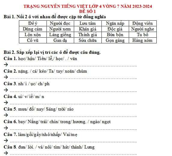 Đề thi Trạng nguyên Tiếng Việt lớp 4 cấp tỉnh (ảnh 8)