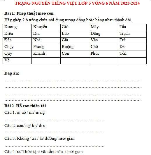 Đề thi Trạng nguyên Tiếng Việt lớp 5 cấp tỉnh năm 2024 có đáp án (ảnh 3)