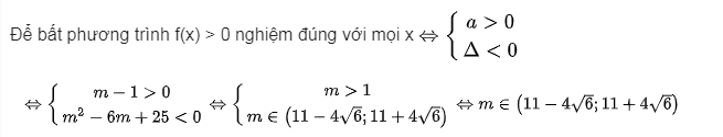 Tìm m để bất phương trình có nghiệm đúng với mọi x lớp 10 đầy đủ, chi tiết (ảnh 4)