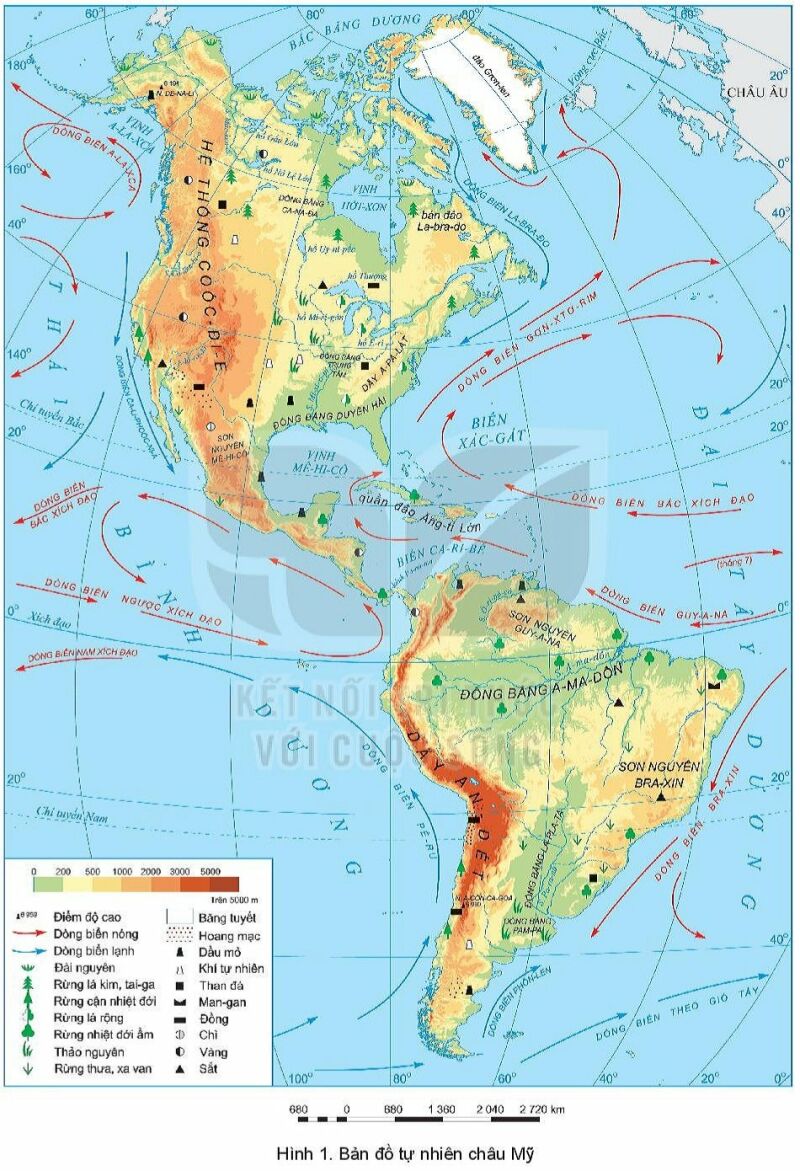 bản đồ tự nhiên châu Mỹ