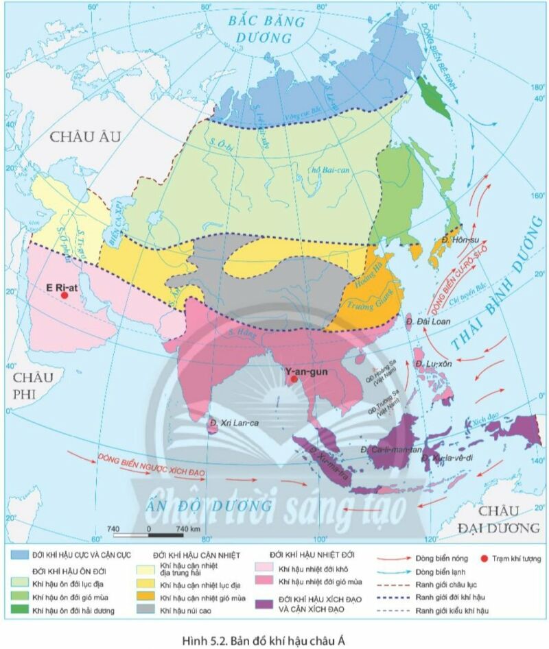 Dựa vào hình 5.1, hình 5.2 và thông tin trong bài, em hãy: Trình bày sự phân hóa của các đới thiên nhiên châu Á (ảnh 2)