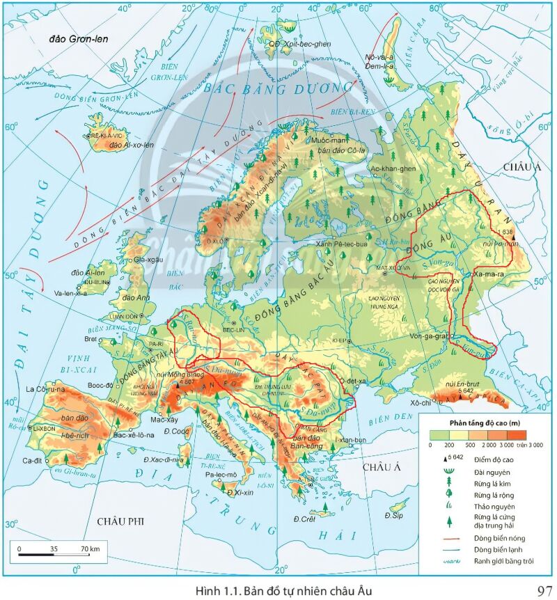 Dựa vào hình 1.1 và thông tin trong bài, em hãy: Xác định các con sông lớn ở châu Âu (ảnh 2)