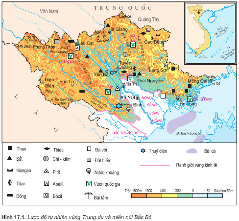 Giải Địa Lí 9 Bài 19: Thực hành: Đọc bản đồ, phân tích và đánh giá ảnh hưởng của tài nguyên khoáng sản đối với phát triển công nghiệp ở Trung du và miền núi Bắc Bộ (ảnh 1)