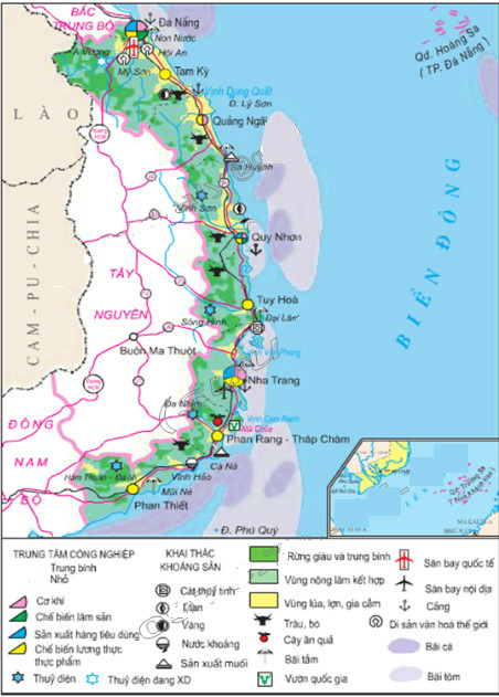 Giải Địa Lí 9 Bài 26: Vùng duyên hải Nam Trung Bộ (tiếp theo)  (ảnh 1)