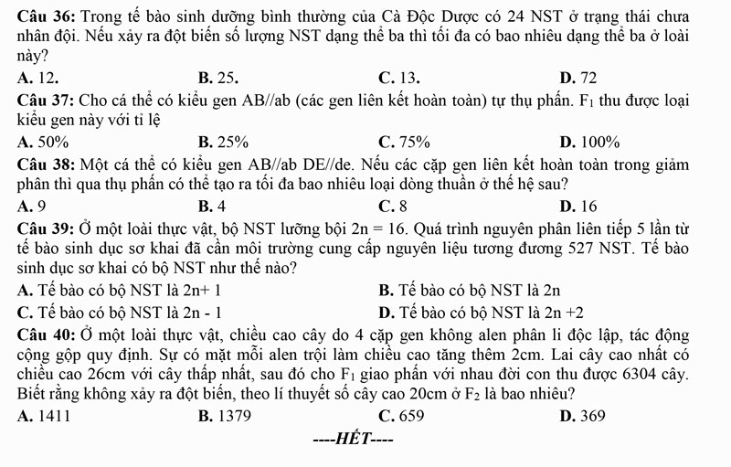 Đề thi thử THPT Quốc gia 2023 môn Sinh học trường THPT Hàm Long (Bắc Ninh) (ảnh 5)