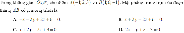 Cách viết Phương trình mặt phẳng trung trực của đoạn thẳng và bài tập vận dụng (ảnh 1)