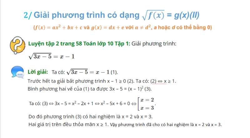 Bài giảng điện tử Hai dạng phương trình quy về phương trình bậc hai | Giáo án PPT Toán 10 Cánh diều (ảnh 4)