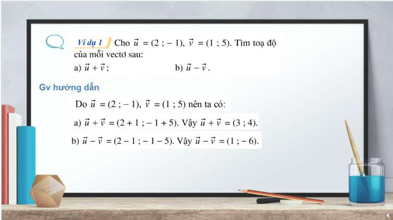 Bài giảng điện tử Biểu thức tọa độ của các phép toán vectơ | Giáo án PPT Toán 10 Cánh diều (ảnh 4)