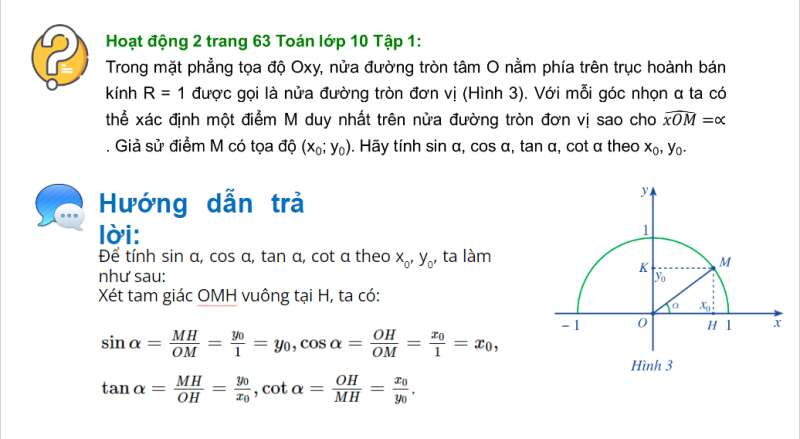 Bài giảng điện tử Gía trị lượng giác của một góc từ 0 đến 180. Định lí cosin và sin trong tam giác | Giáo án PPT Toán 10 Cánh diều (ảnh 5)