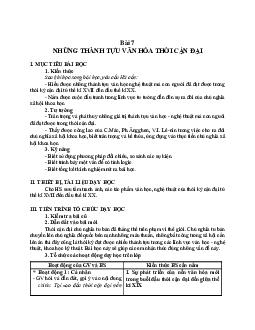 Giáo án Lịch sử 11 Bài 7 Những thành tựu văn hóa thời Cận đại mới nhất