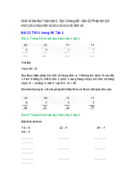 Vở bài tập Toán lớp 2 Tập 1 trang 80, 81, 82, 83, 84 Bài 22: Phép trừ (có nhớ) số có hai chữ số cho số có một chữ số | Kết nối tri thức