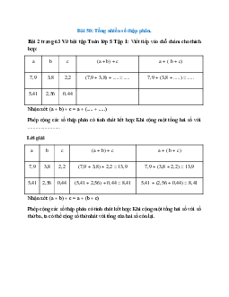 Viết tiếp vào chỗ chấm cho thích hợp: Bài 2 trang 63 Vở bài tập Toán lớp 5 Tập 1