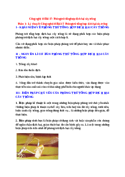 Công nghệ 10 Bài 17 (Lý thuyết và trắc nghiệm): Phòng trừ tổng hợp dịch hại cây trồng