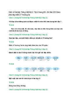 Vở bài tập Tiếng Việt lớp 2 Tập 2 trang 63, 64 Bài 28: Khám phá đáy biển ở Trường Sa – Kết nối tri thức