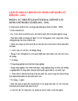 Lý thuyết Lịch Sử 8 Bài 16 (mới 2023 + 13 câu trắc nghiệm): Liên Xô xây dựng chủ nghĩa xã hội (1921 - 1941)