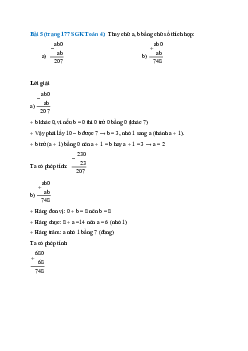 Thay chữ a, b bằng chữ số thích hợp: ab0 - ab= 207