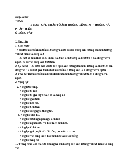 Giáo án Sinh học 11 Bài 39: Các nhân tố ảnh hưởng đến sinh trưởng và phát triển ở động vật (tiếp theo) mới nhất