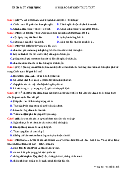 Tuyển chọn 5 đề ôn thi môn Lịch Sử lớp 12